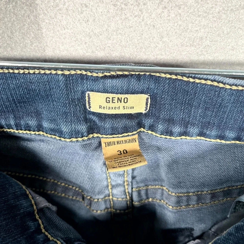 True Religion Geno Jeans Men 30 Blue Denim Medium Wash Relaxed Slim Straight Leg